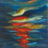 Red Moonlight on midnight blue seas